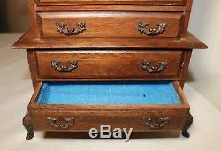 Detailed vintage miniature salesman sample dresser furniture mini music box wood