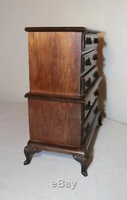 Detailed vintage miniature salesman sample dresser furniture mini music box wood