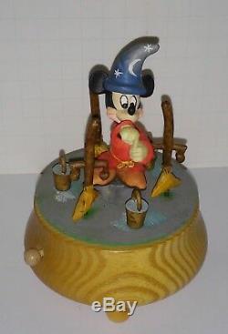 Disney Anri music box The Sorcerer's Apprentice Fantasia Mickey LTE Wood Carving