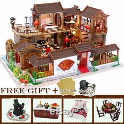 Doll House Miniature DIY Kit Dolls Toy House With Furniture Music Box + Dust Cover