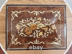 EDELWEISS Reuge Swiss Rodi Wood Inlaid Music Jewelry Box, R Rogers Romance Rare