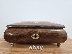 EDELWEISS Reuge Swiss Rodi Wood Inlaid Music Jewelry Box, R Rogers Romance Rare