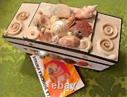 ENGLISH 1950s JEWELLERY MUSIC BOX & SEASHELLS HANDCRAFTED IN ENGLANDMINTRARE