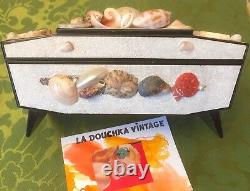 ENGLISH 1950s JEWELLERY MUSIC BOX & SEASHELLS HANDCRAFTED IN ENGLANDMINTRARE