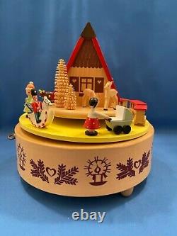 ERZGEBIRGE Christmas Music Box Glasser Carved Wood REUGE/ROMANCE Germany