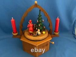 ERZGEBIRGE Christmas Music Box Glasser Carved Wood THORENS Germany Vintage