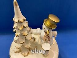 ERZGEBIRGE Christmas Music Box Musical Snowman Carved Wood Ulbricht Germany Box