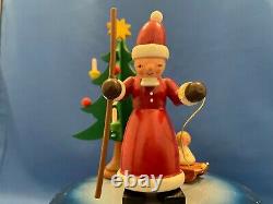 ERZGEBIRGE Christmas Music Box Santa Carved Wood REUGE Germany Chr. Ulbricht