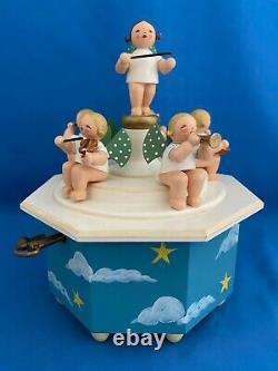 ERZGEBIRGE Christmas Music Box Wendt Kuhn Angel Band THORENS Wood Germany