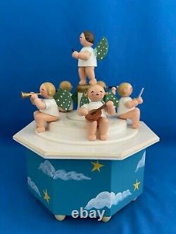 ERZGEBIRGE Christmas Music Box Wendt Kuhn Angel Band THORENS Wood Germany