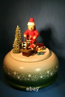 ERZGEBIRGE KWO Music Box Christmas Carved Wood REUGE/ROMANCE Germany Box