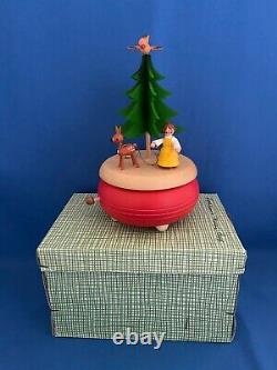 ERZGEBIRGE Music Box Girl with Deer+Rabbits Ulbricht REUGE Wood Germany Box