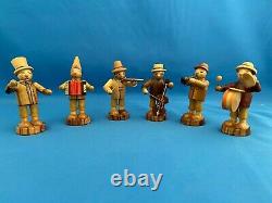 ERZGEBIRGE Musical Band German Figurines Miniatures Carved Wood Set of 6 BOX