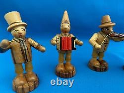 ERZGEBIRGE Musical Band German Figurines Miniatures Carved Wood Set of 6 BOX