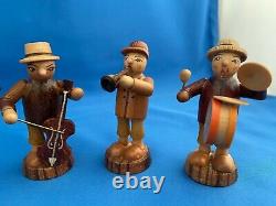 ERZGEBIRGE Musical Band German Figurines Miniatures Carved Wood Set of 6 BOX