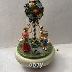 ERZGEBIRGE Spring Music Box Children May Pole Wood Germany KWO Reuge Romance