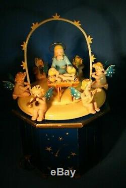 ERZGEBIRGE Steinbach Christmas Nativity Music Box THORENS Wood Angels Germany