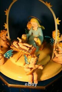 ERZGEBIRGE Steinbach Christmas Nativity Music Box THORENS Wood Angels Germany