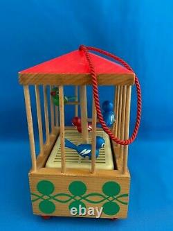 ERZGEBIRGE Steinbach Music Box BIRDS CAGE Carved Wood Germany Chirping Ornament