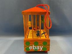 ERZGEBIRGE Steinbach Music Box BIRDS CAGE Carved Wood Germany Chirping Ornament