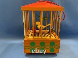 ERZGEBIRGE Steinbach Music Box BIRDS CAGE Carved Wood Germany Chirping Ornament