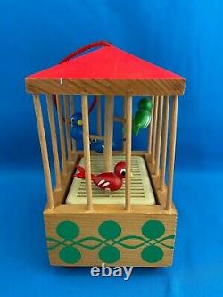 ERZGEBIRGE Steinbach Music Box BIRDS CAGE Carved Wood Germany Chirping Ornament