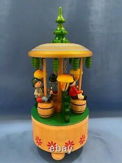 ERZGEBIRGE Steinbach Music Box OKTOBERFEST Carved Wood Germany Twirling S171