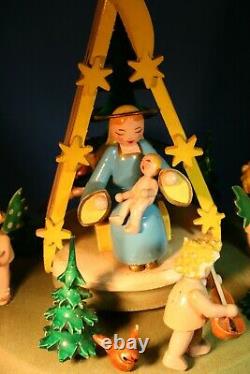 ERZGEBIRGE Steinbach THORENS Music Box Nativity Scene Carved Wood Germany
