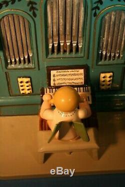 ERZGEBIRGE Wendt Kuhn REUGE Music Box Angel Organ Carved Wood East Germany