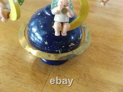 ERZGEBIRGE Wendt Kuhn THORENS Music Box Angel Globe Carved Wood Germany With BOX