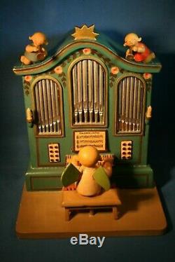 ERZGEBIRGE Wendt Kuhn THORENS Music Box Angel Organ Carved Wood East Germany