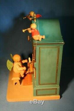 ERZGEBIRGE Wendt Kuhn THORENS Music Box Angel Organ Carved Wood East Germany