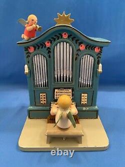 ERZGEBIRGE Wendt Kuhn THORENS Music Box Angel Organ Carved Wood Germany