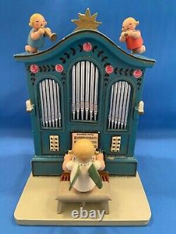 ERZGEBIRGE Wendt Kuhn THORENS Music Box Angel Organ Carved Wood Germany