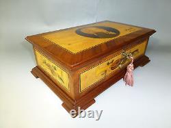 EXC Vintage Reuge Music Box 72 / 3 Mozart Edition Wooden Inlaid Mozart Portrait