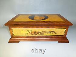 EXC Vintage Reuge Music Box 72 / 3 Mozart Edition Wooden Inlaid Mozart Portrait