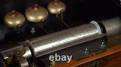 Edwardian walnut cased Swiss cylinder musical box