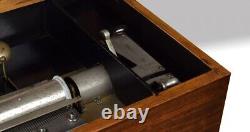 Edwardian walnut cased Swiss cylinder musical box