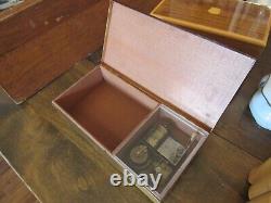 Elgin American brushed brass Music Box cigarette holder style wood liner Reuge 2