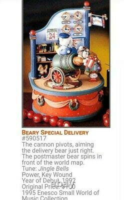 Enesco Music Box A Beary Special Delivery Lustre Fame Action 1992 Collection