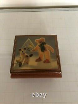 Ercolano Musical Box With Teddy Bear Picture On The LID