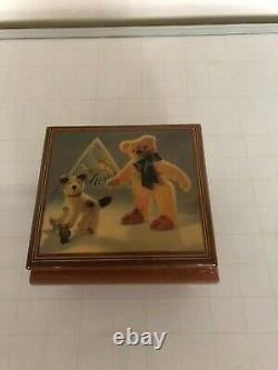 Ercolano Musical Box With Teddy Bear Picture On The LID