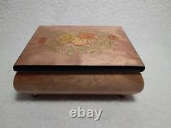 Ercolano Wood Inlay Music Box Waltz of Flowers Made in Italy