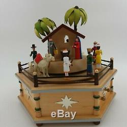 Erzgebirge Gunter German Christmas NATIVITY Music Box Carved Wood Swiss Carousel