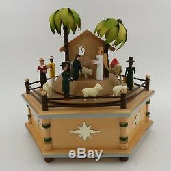 Erzgebirge Gunter German Christmas NATIVITY Music Box Carved Wood Swiss Carousel