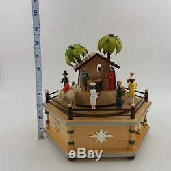 Erzgebirge Gunter German Christmas NATIVITY Music Box Carved Wood Swiss Carousel