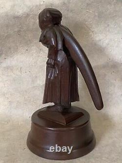 Exceptional LADY NUTCRACKER MUSIC BOX Black Forest Figural Wood Carved c. 1920