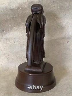 Exceptional LADY NUTCRACKER MUSIC BOX Black Forest Figural Wood Carved c. 1920