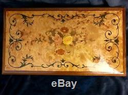 Extraordinary Retro Vtg Italian Inlaid Wood Jewel Reuge Music Box Emperor Waltz