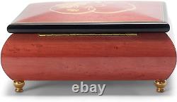 Floral Heart Red Wine Wood Jewelry Music Box Plays Let Me Call You Sweetheart